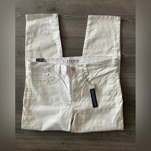 NWT J Brand Handprinted Midrise Capri Jeans Size 32 White with Design.